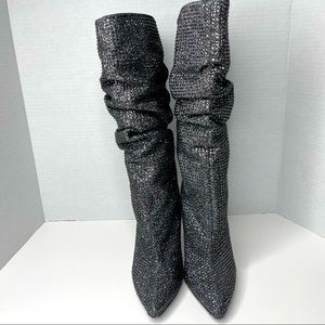 Jessica Simpson Glitter Boot Heels-Silver/Grey